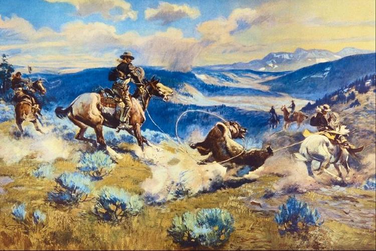 Charles M Russell Loops and Swift Horses are Surer Than Lead oil painting image